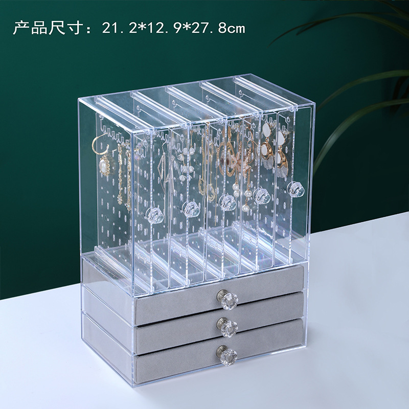 Picture of Earrings Finishing Jewelry Necklace Box Acrylic Earrings Jewelry Dust-proof Hanger Japanese-style Transparent Earrings Storage Box