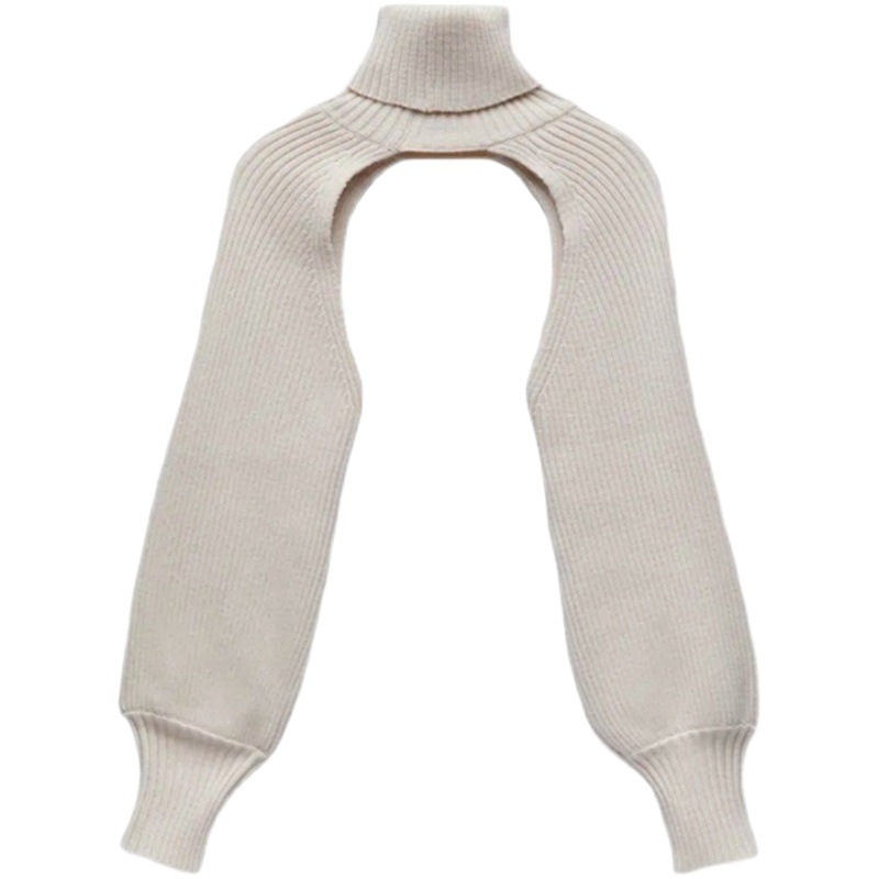 Foreign trade cross-border women's clothing 2024 spring and autumn Amazon AliExpress lantern sleeve high collar wool sleeve net color sweater women