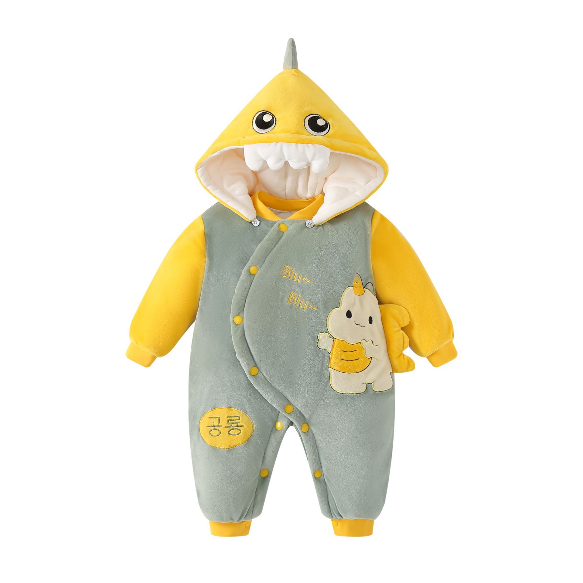 Picture of Baby Jumpsuit quilted super cute romper newborn cute cartoon clothes hooded baby romper