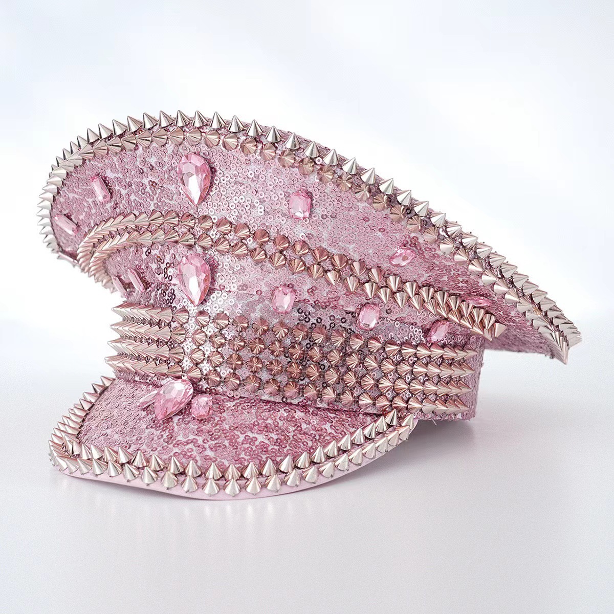 Picture of Cross-Border Rhinestone Navy Hat Outdoor Y2K Autumn Hat Women's Large Head Circumference Rhinestone Warm Hat Party Newsboy Hat