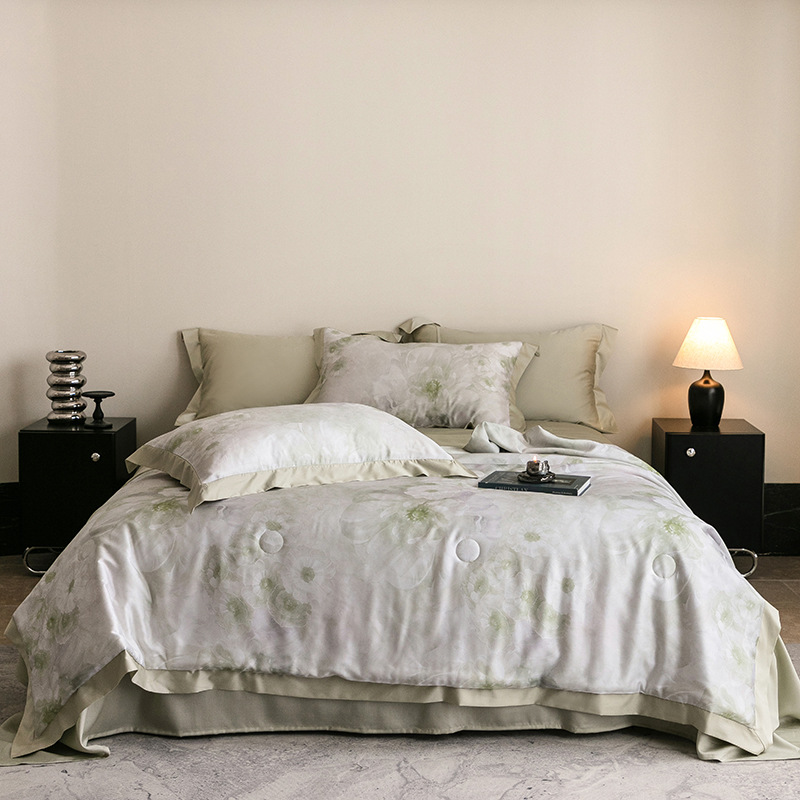 Picture of Light Luxury 100 Lyocell Tencel Summer Cool Quilt Four-Piece Set Air Conditioned Quilt Summer Quilt Advanced Sense Class A Maternal and Infant Quilt