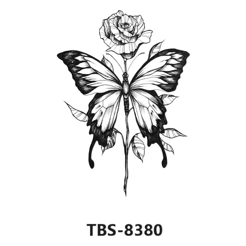 New Wholesale tattoo stickers men's fashion personality half arm tattoo European and American wolf tiger lion black and white stickers flower arm