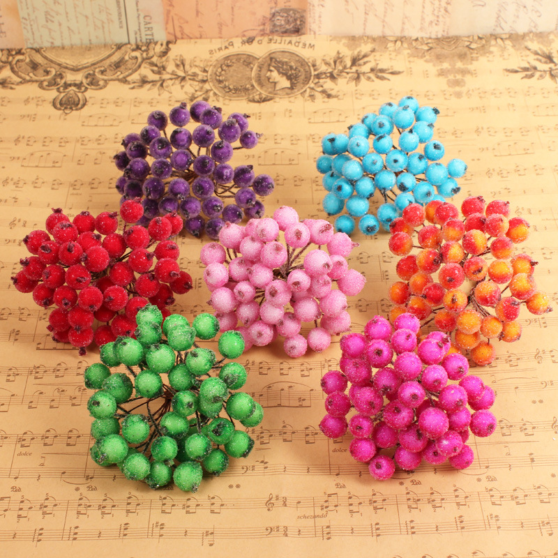 Simulated Berry Foam Frost Fruit with Beads Christmas Fruit Red Glass Fruit Pomegranate Fruit Accessories DIY Accessories 40 Pieces