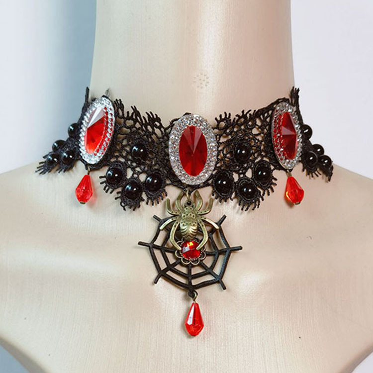 Picture of Cross Border Accessories Women's Neck Strap Court Gothic Spice Girl Neck Chain Lace Necklace Choker Clavicle Chain Collar Collar Vintage