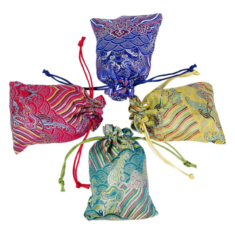 Wave Pattern Jewelry Pull Bag Bevel Brocade Bag Brocade Ethnic Style Vintage Jewelry Wen Play Storage Pattern Cloth