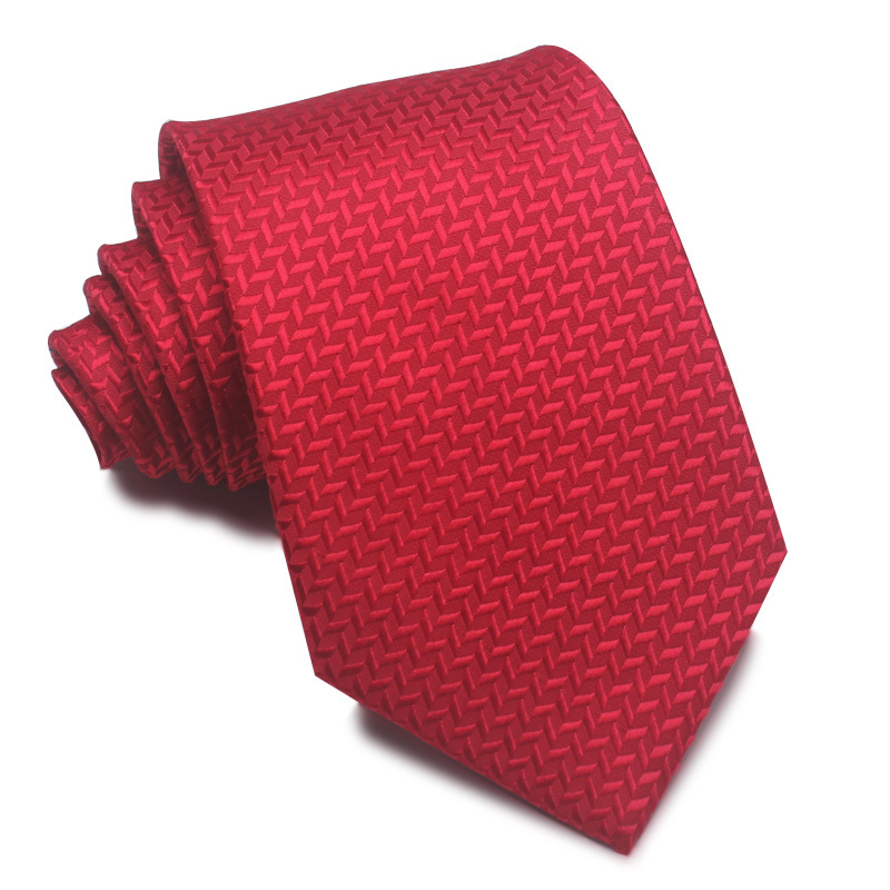 Picture of 25 New 8cm Polyester Jacquard Stripesd Tie 7cm Men's and Women's Business Formal Wear Casual High-End Red Black Blue