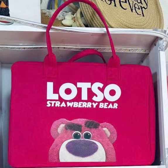 Cartoon travel bag soft girl large capacity luggage bag lightweight fashion Korean style fresh short distance felt portable clothing