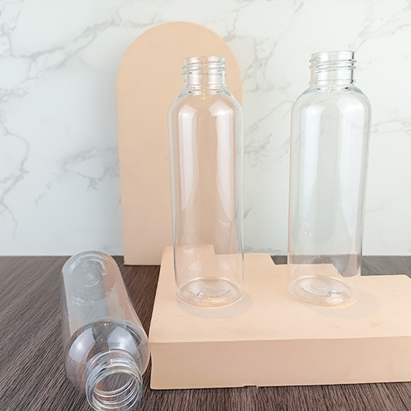Factory direct 24 teeth 120ml round shoulder bottle pet transparent daily packaging bottle lotion washing set bottle