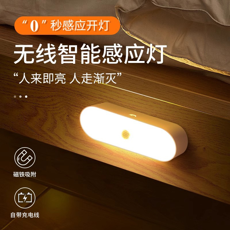 Human body induction night light, intelligent rechargeable voice control light, home wireless aisle wall, night corridor induction light