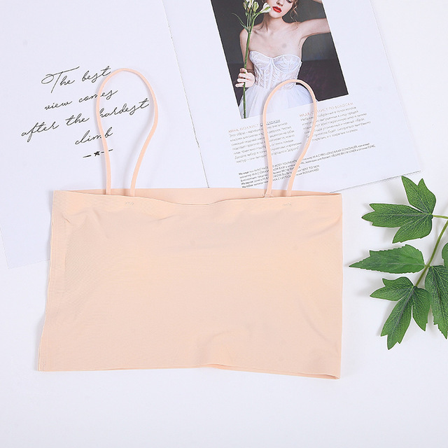 Picture of Ice Silk One-word Wrap Chest Anti-slip Underwear Girls Sexy Strapless Bottoming Sling Small Vest Women's Inner Wear Thin