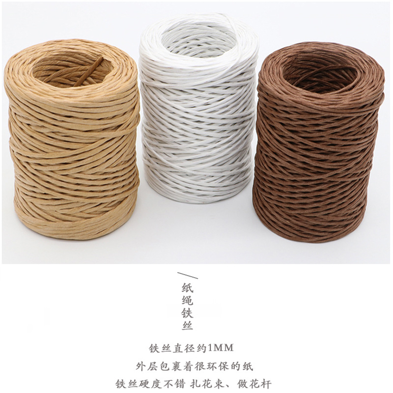 50m Paper Vine Bouquet Ties with Wire, Paper Vine Weaving, Thin Paper Rope, Fresh Flower Packaging Materials, Handmade Weaving