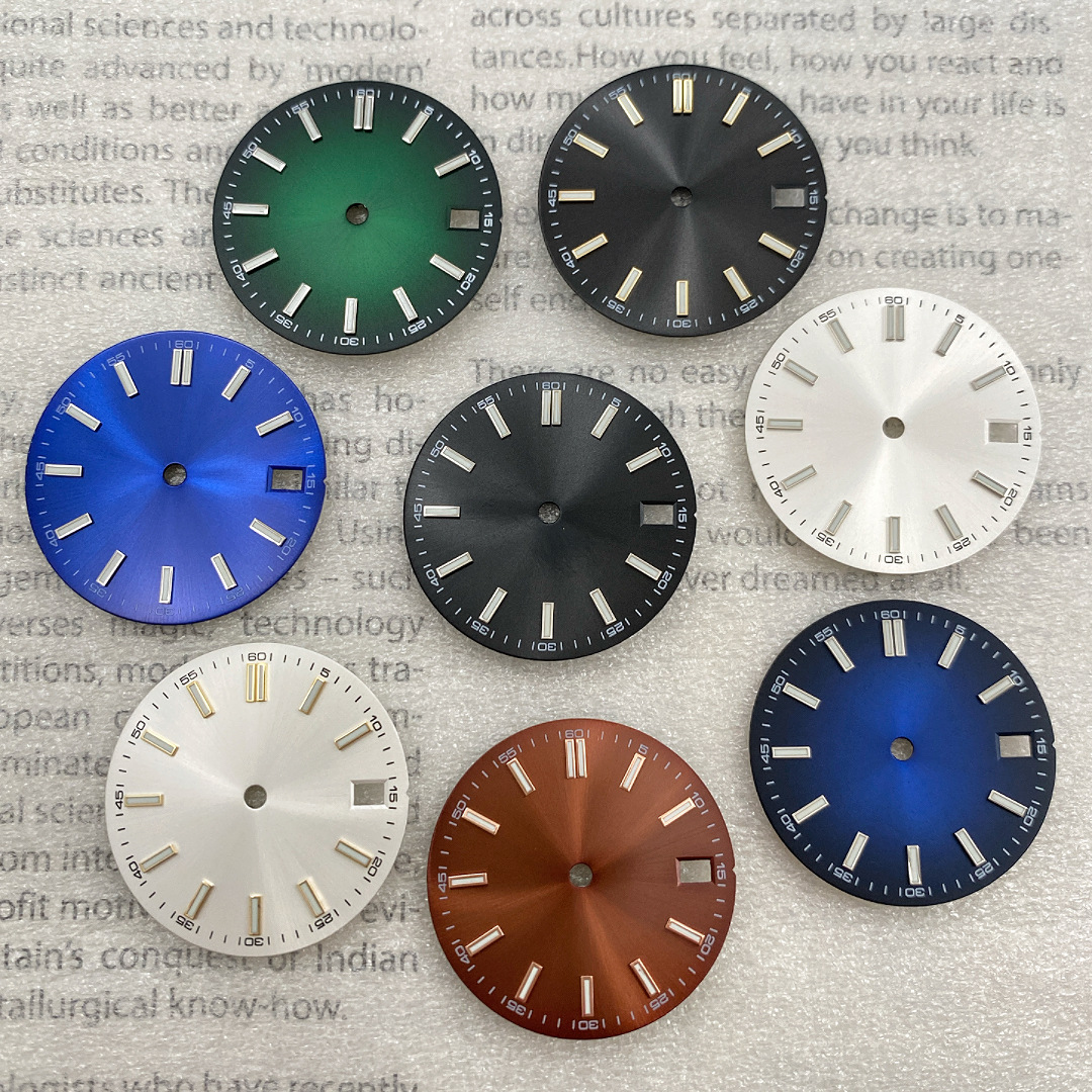 Log dial 28.5mm sun stripe nail modification literal green luminous fit NH35/36 movement no logo