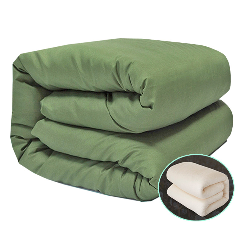 Picture of Factory wholesale military green cotton bedding quilt student military training dormitory labor protection quilt cotton quilt mattress set