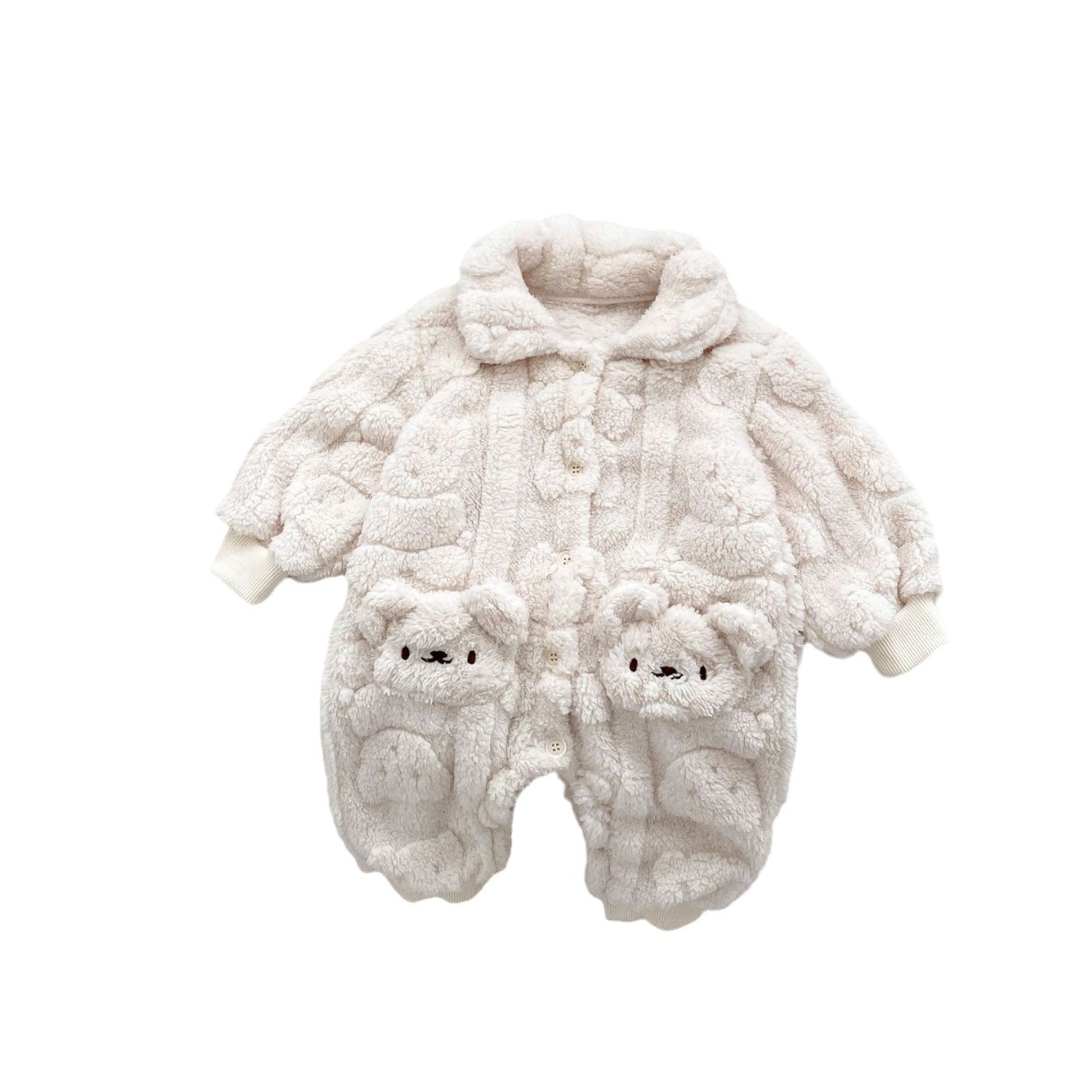 Baby Jumpsuit winter newborn warm romper baby plush outerwear coverall children pajamas cute long climbing