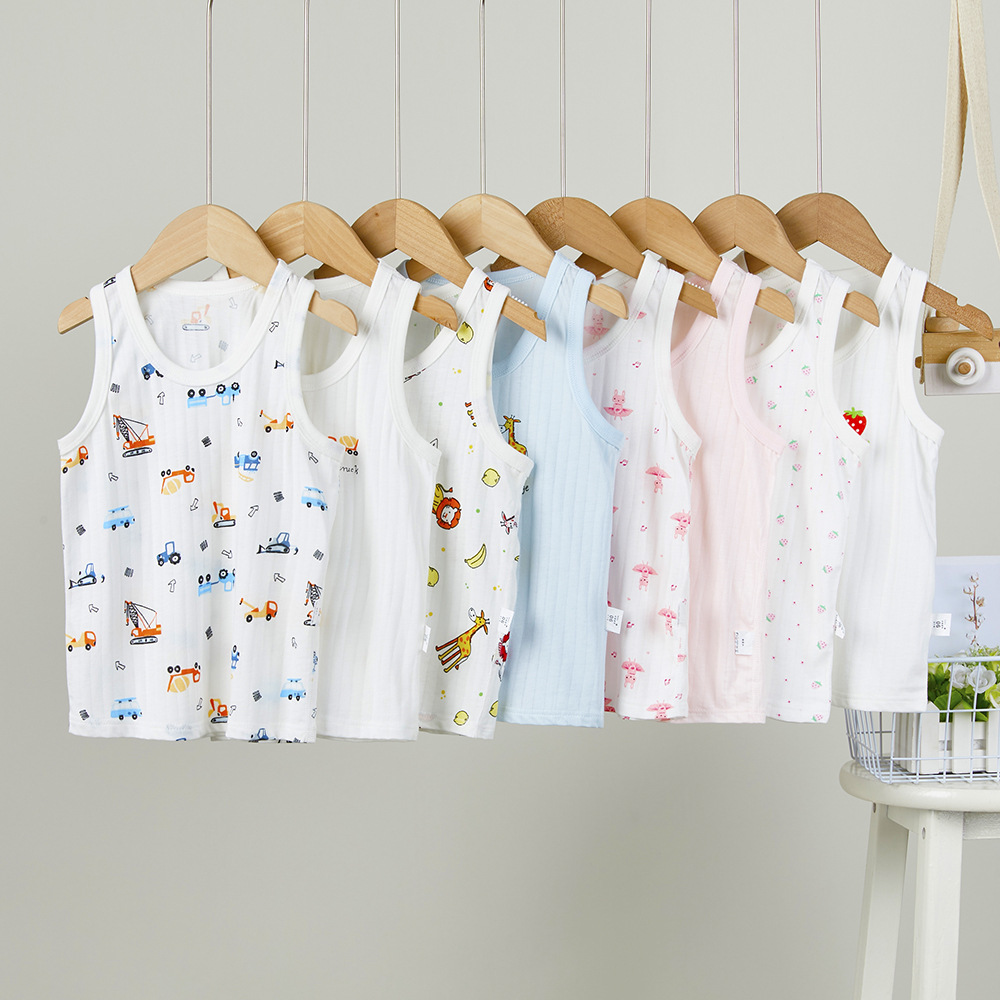 Picture of Children's Summer Vest Sling 2-Piece Boneless Cold Bottoming Shirt for Men and Women Baby Thin Sleeveless Air-Conditioned Home