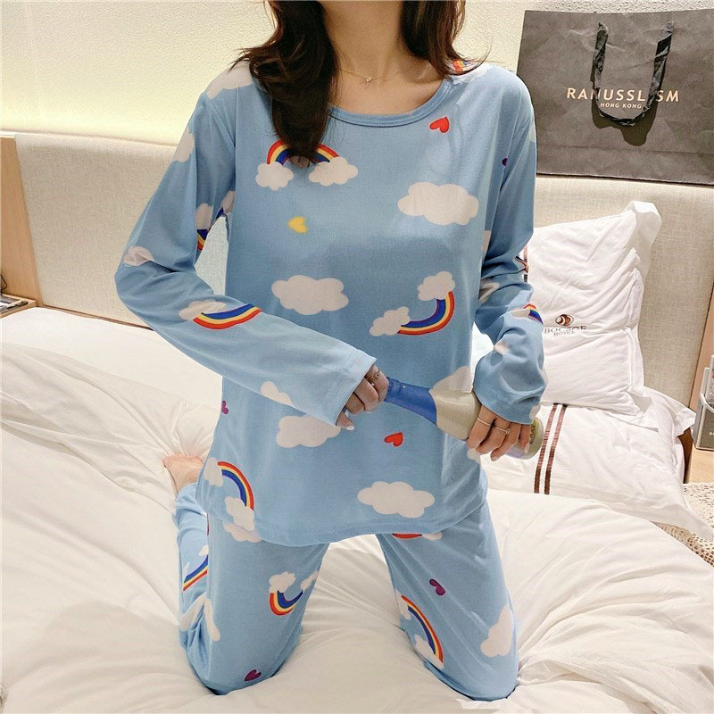 Foreign trade wholesale pajamas ladies long sleeve home clothes clouds small Qing spring summer students suit air-conditioned room dormitory