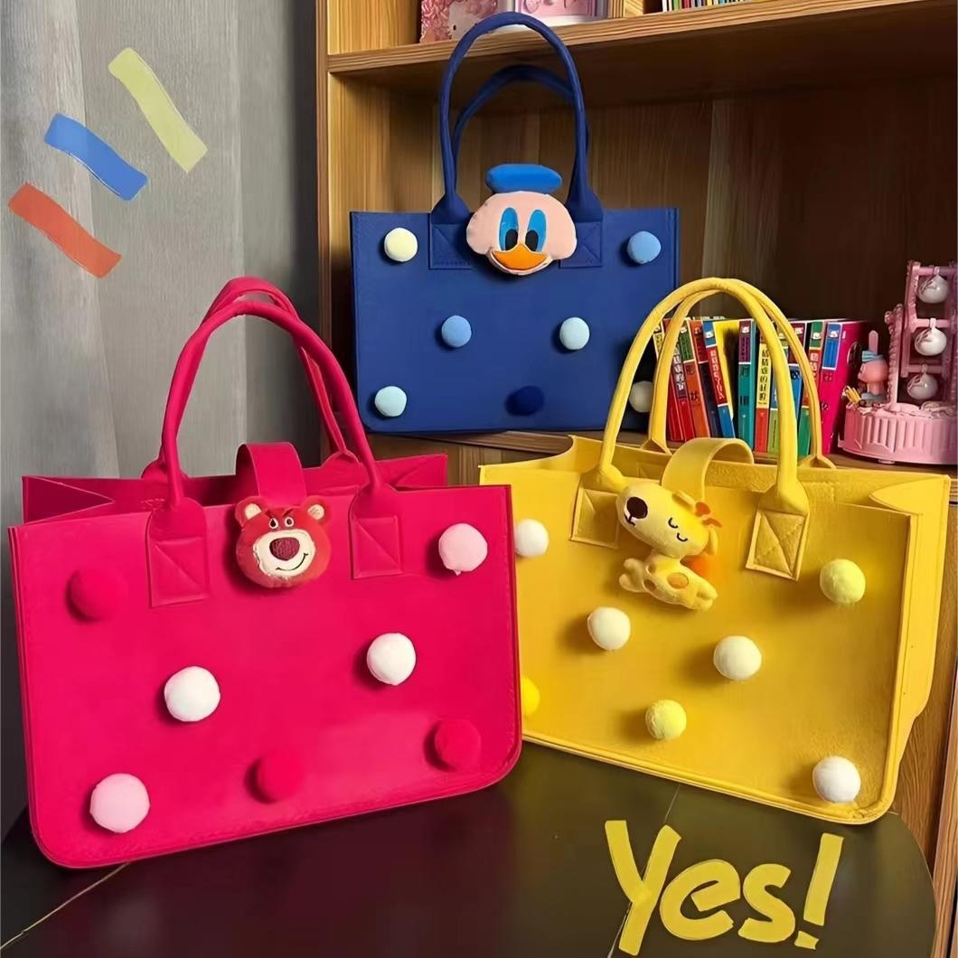 Tiktok-Style Felt Handbag for Women, Niche High-End Small Square Bag, Women's Shoulder Bag, New Handmade Bag