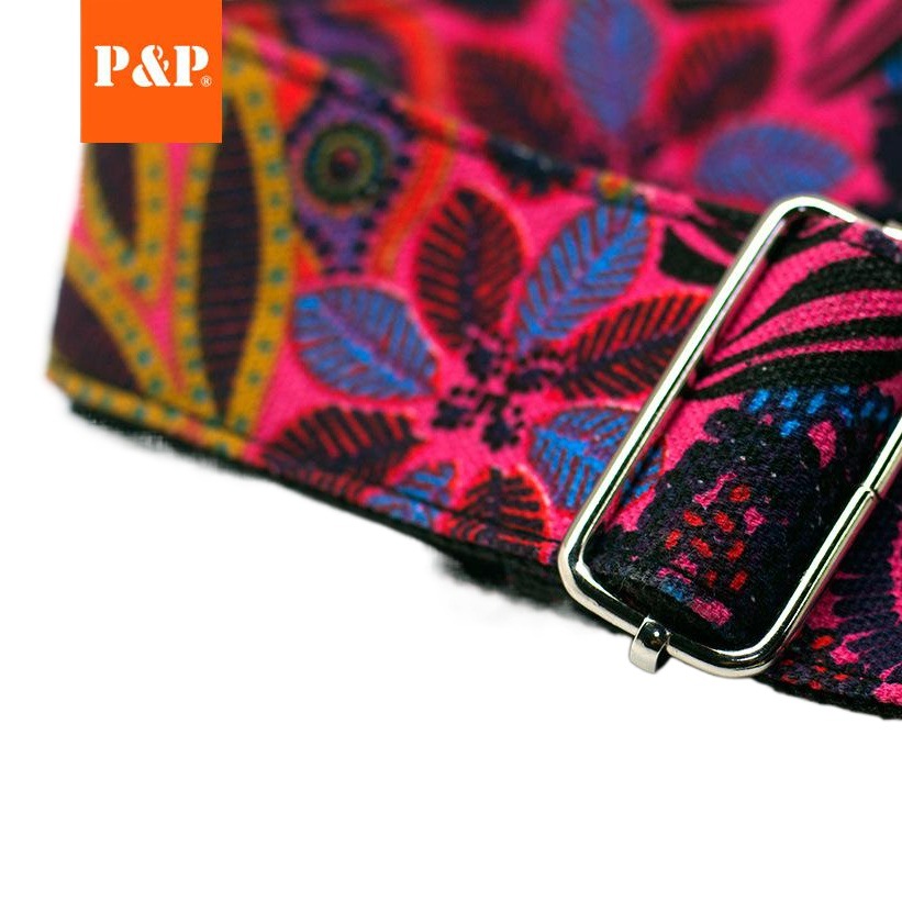 Genuine leather guitar strap manufacturer in stock wholesale guitar strap handmade printed cloth sunflower guitar strap