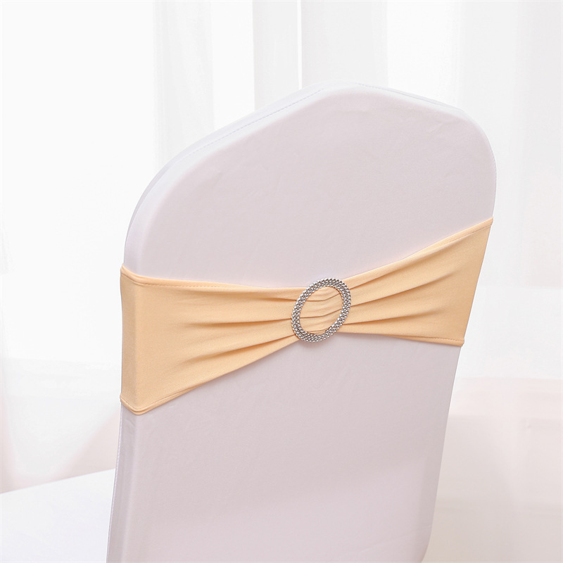 Picture of Backrest Flower Stretch Chair Cover Bow Banquet Decoration Free Wedding Ribbon Wedding Hotel Ribbon Stool Strap