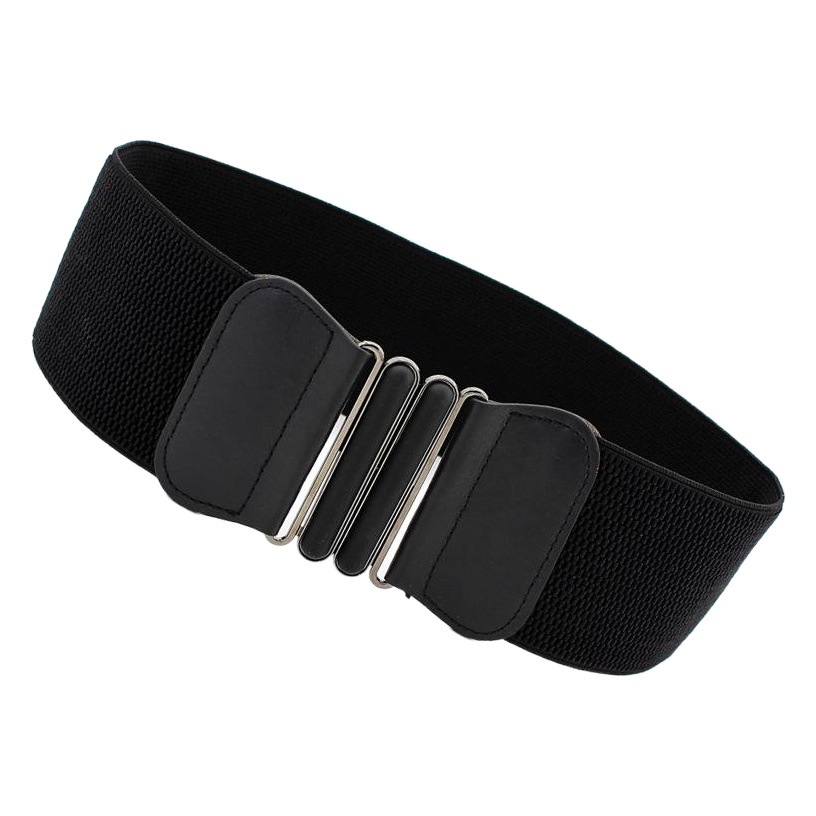 Women's dress Double Oval Buckle Elasticated Belt Decoration Women's Patent Leather Wide Waist Cover Three Size Slimming Accessories