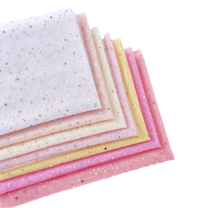 Star Moon Mesh Fabric Star Gauze Star Moon Yarn Decorative Background Gauze Skirt Yarn Sequin Soft Yarn Handmade diy