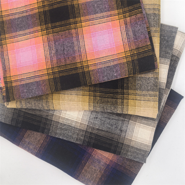 In-stock yarn-dyed twill brushed cotton plaid children's shirt dress dress jacket plaid fabric 21s flannel
