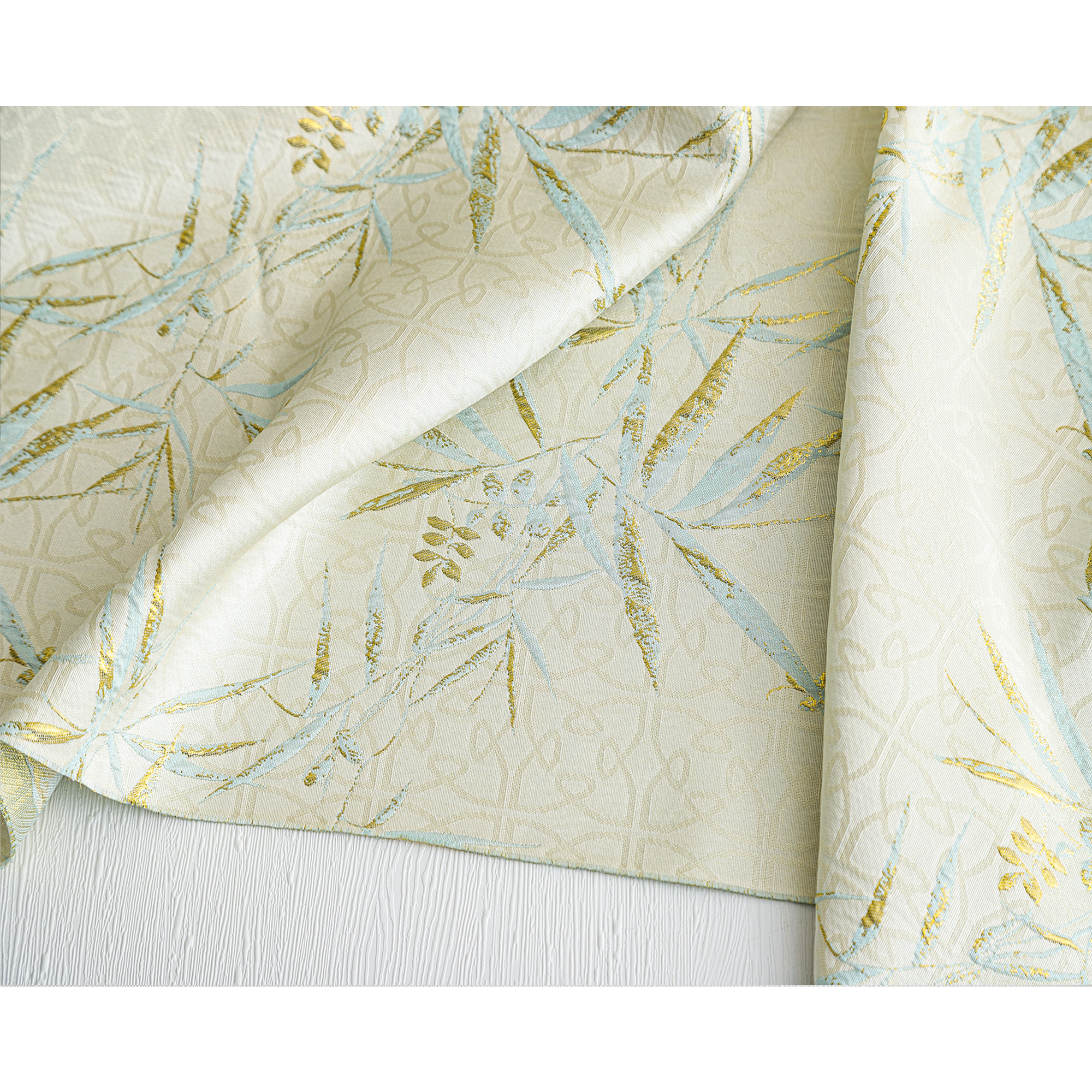 Blue Golden Bamboo Stereo Jacquard Embroidered Fabric Chinese Style Embossed Skirt Cheongsam Chinese Fashion Designer Fabric