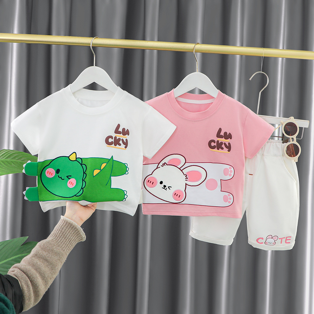 2023 New Summer Small Children's Cute Baby Girl Summer Short-sleeved Clothes Trendy Children's Clothes Boys Summer Suit