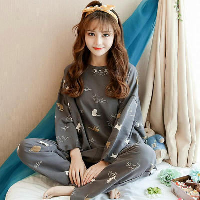 Picture of Wholesale spring and autumn winter pajamas women's thin long sleeve trousers cartoon cute wind small student home clothes suit