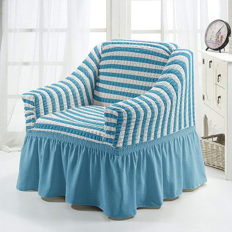 Picture of American Single Sofa Cover All-Inclusive Pure Color Stretch Fabric Sofa Cover Lace Decoration Simple Modern Universal for All Seasons