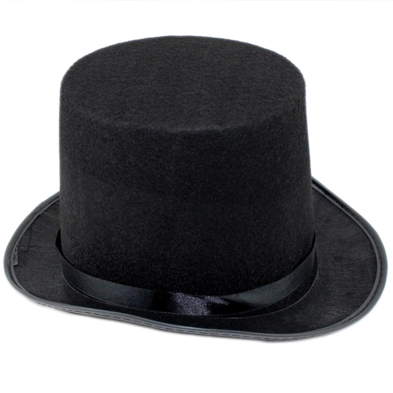 Cross-border Magician Hat Lincoln Topper Hat High Hat One-time Molding Felt Hat Stage Children's Performance Black Jazz Hat