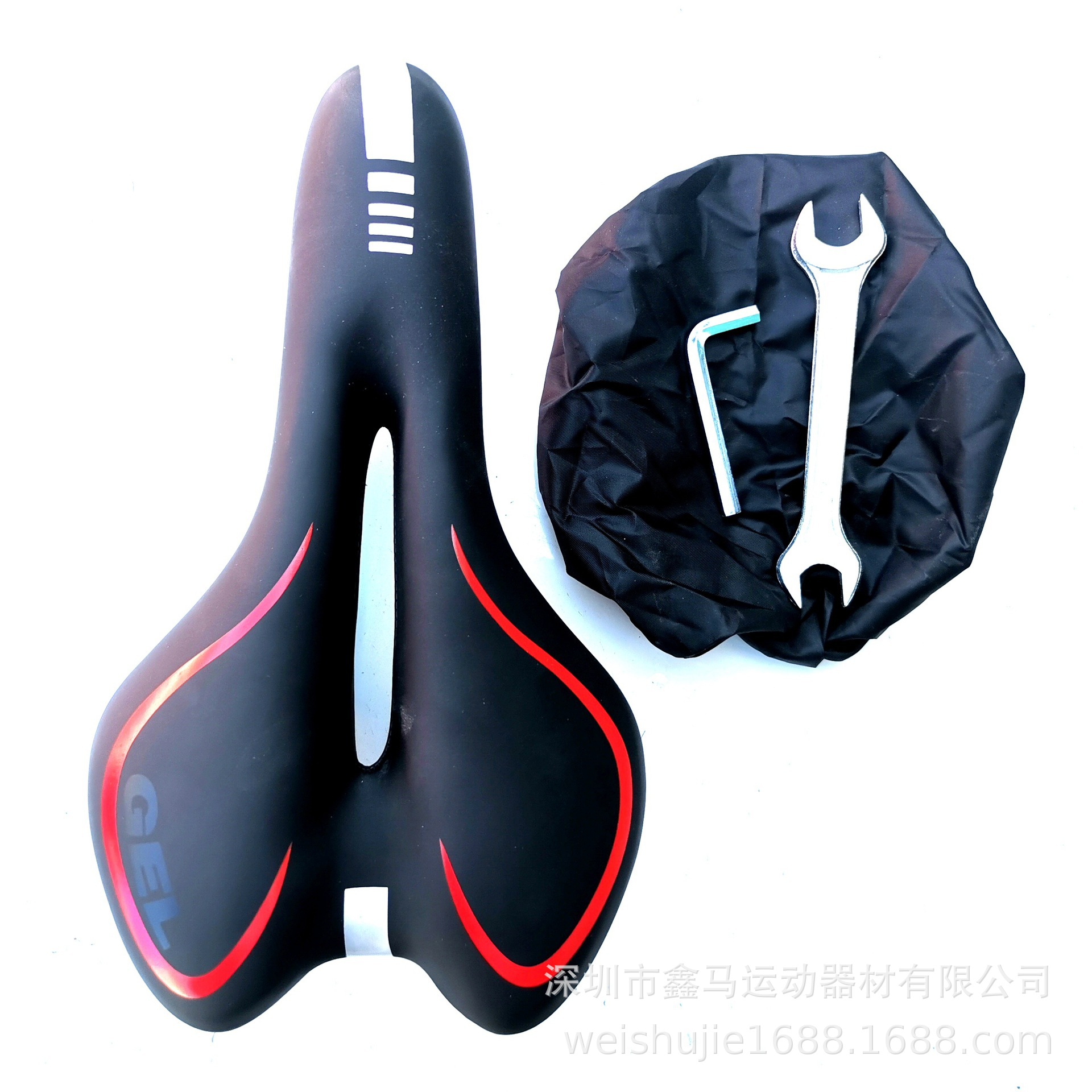 Bicycle cushion mountain bike hollow seat cushion thickened soft silicone saddle chair rain cover + tool