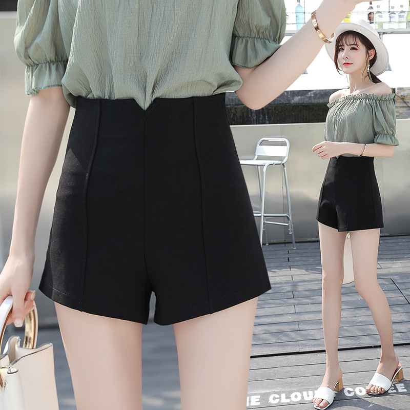 2024 Summer New Korean Style Shorts Women's Slim Look Slim-Fit High Waist A- line Wide-Leg Outer Wide-Leg Shorts Casual Pants