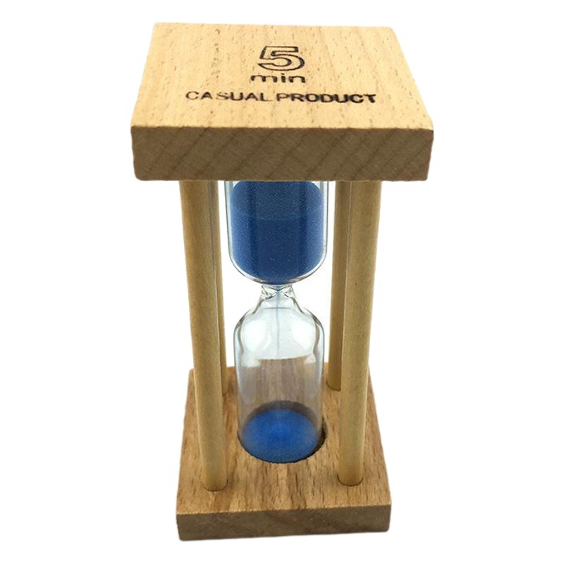 zakka grocery small square log base sand funnel 1/3/5 minutes timing sand clock home decoration ornaments