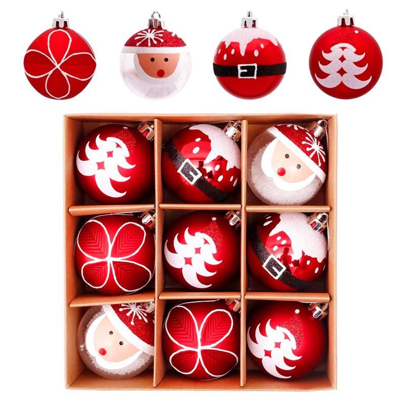 AliExpress popular Christmas Old Man ball red electroplating plastic ball painted Christmas Ball Christmas tree pendant