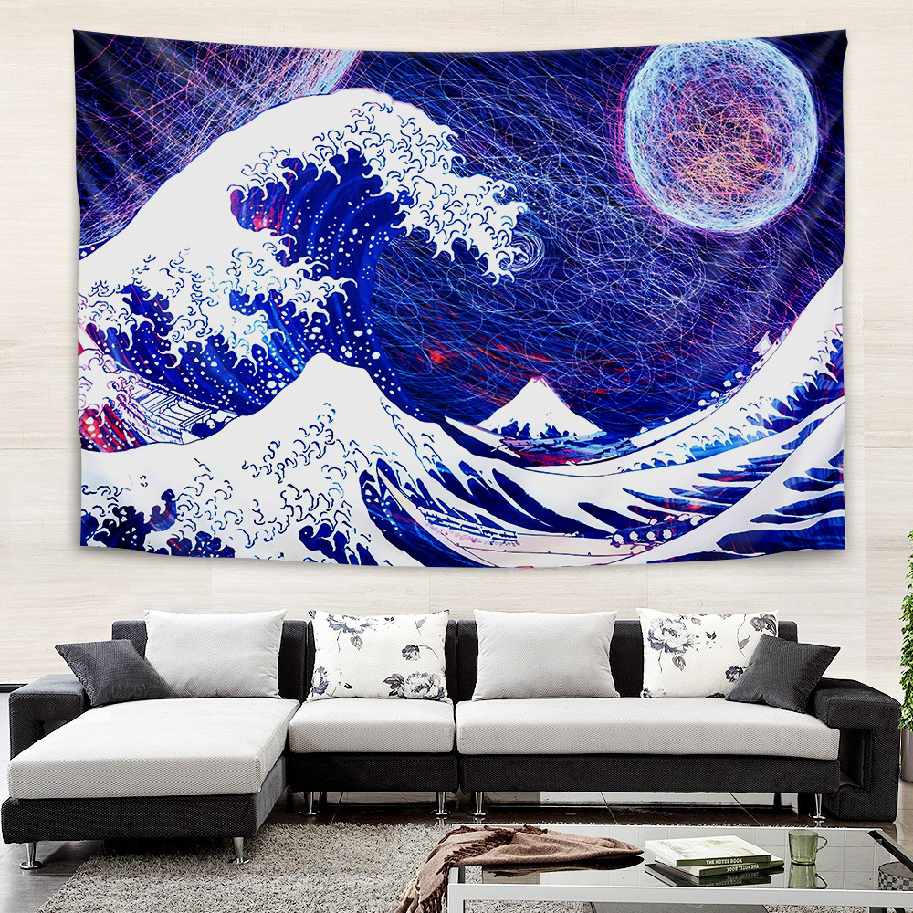 Picture of Internet Celebrity Background Cloth Ins Style Ukiyo-e Wall Cloth Tapestry Bedroom Room Decoration Background Wall Bedside Hanging Cloth