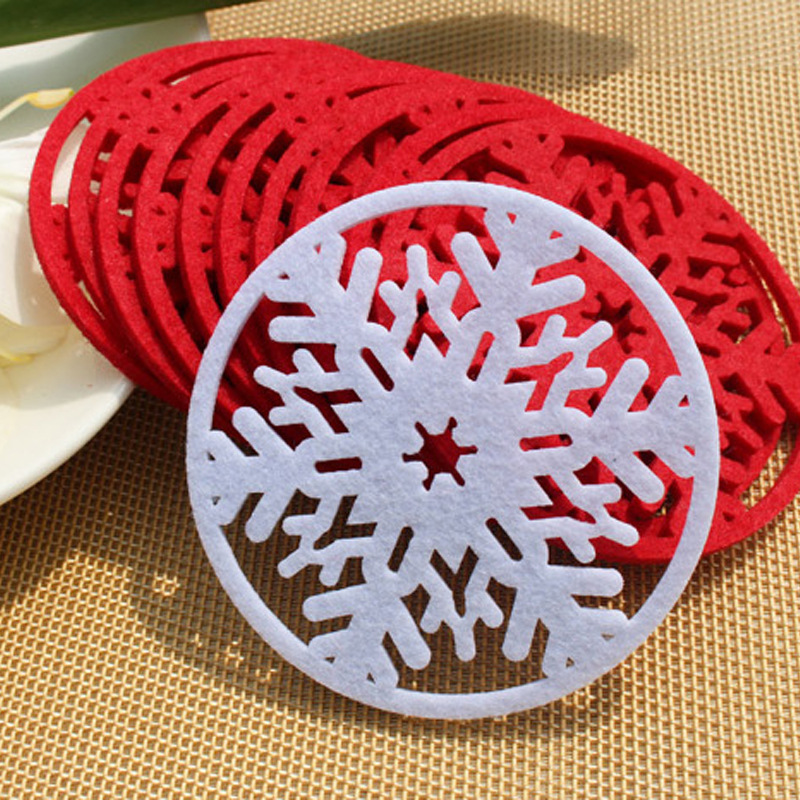 Chuangda Cross-Border New Christmas Supplies Felt Snowflake Insulation Pad Party Layout Festive Decorations Home