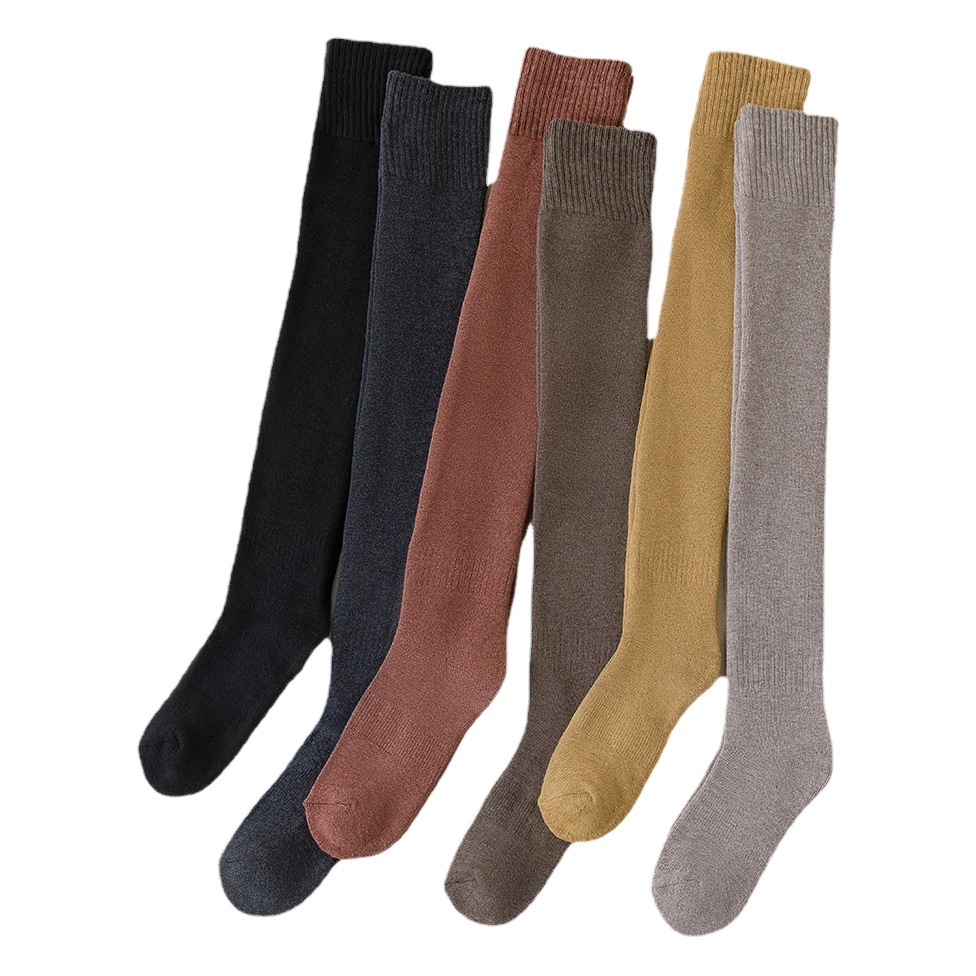 Lengthened over-the-knee terry socks autumn and winter fleece-lined thickened stockings warm thigh stockings winter high stockings over the knee