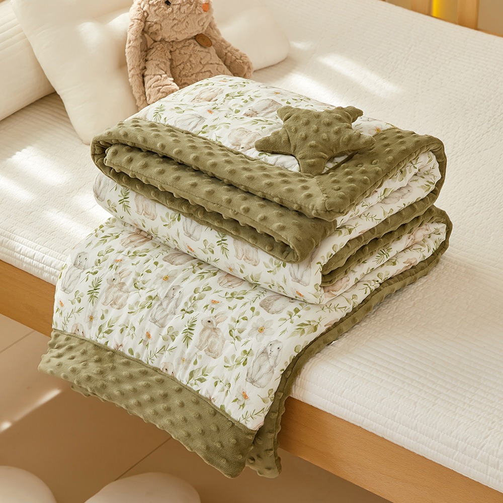 Picture of Original Class A autumn and winter New bamboo cotton gauze bean quilt soybean fiber printing bean velvet children's Four Seasons quilt