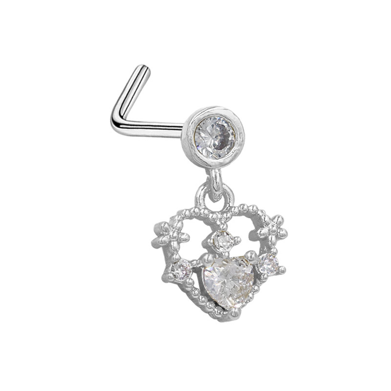 Picture of Gabe Europe and the United States cross-border heart pendant zircon puncture nose nail bee nose ring L rod nose nail puncture factory outlet