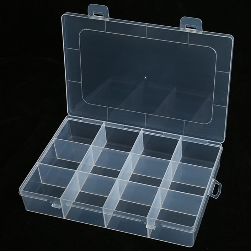 Pp Fixed 12-Compartment Plastic Box Electronic Component Packaging Box Jewelry Transparent Sorting Box Bead Screw Organizing Box