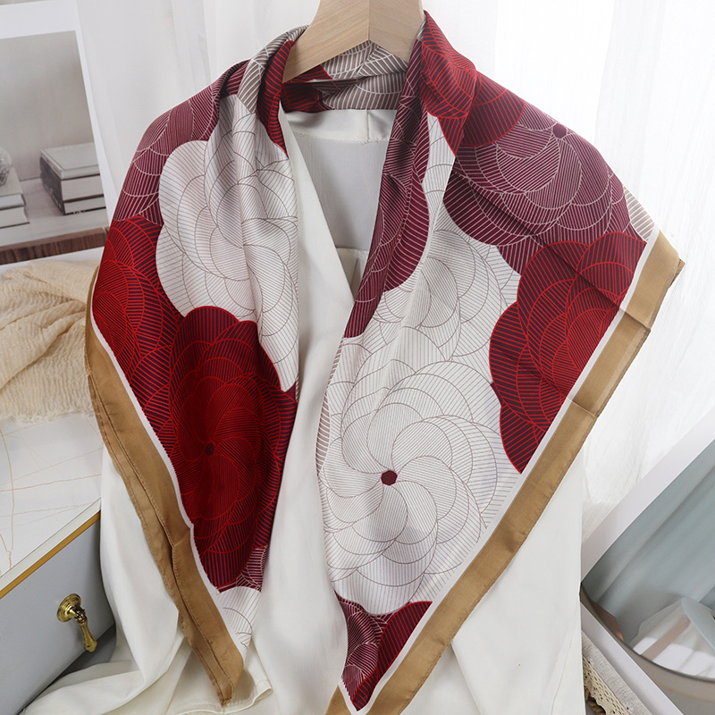Picture of 90cm Cloud Brocade Square Scarf Hangzhou Silk Scarf Turban Shawl Scarf Women's Summer Outer Wear Spring Autumn Winter