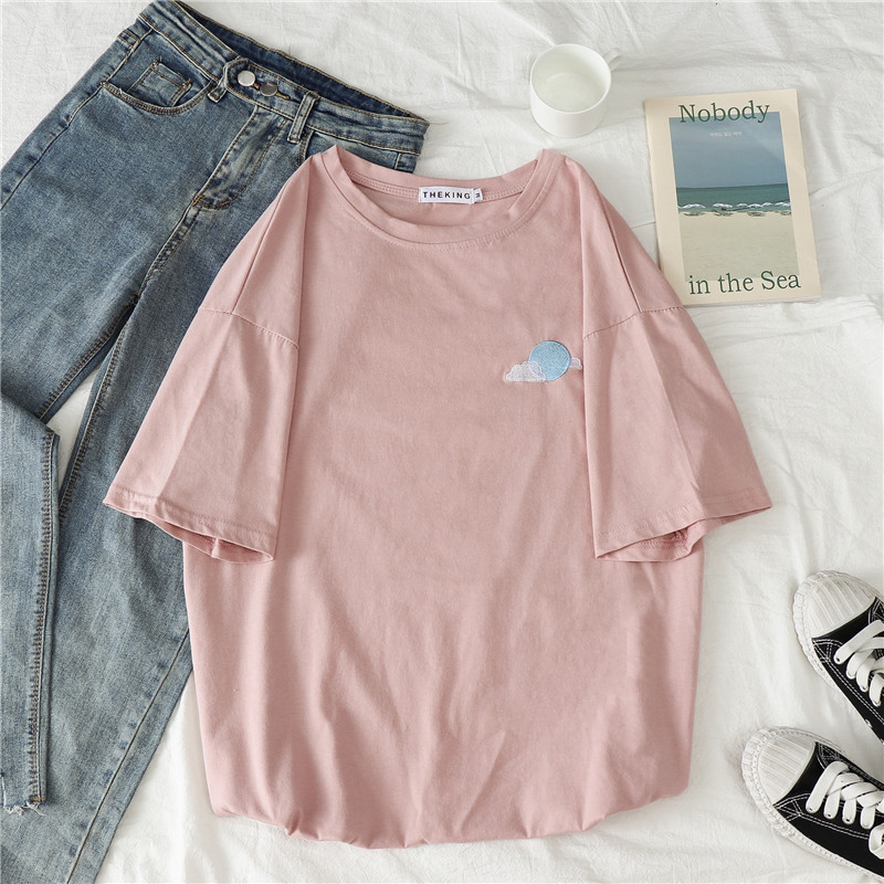 Picture of Short-Sleeved T-Shirt Women's Round Neck New Loose Korean Style Summer Weather Print Student Bottoming Shirt Tops Women's Clothing Wholesale