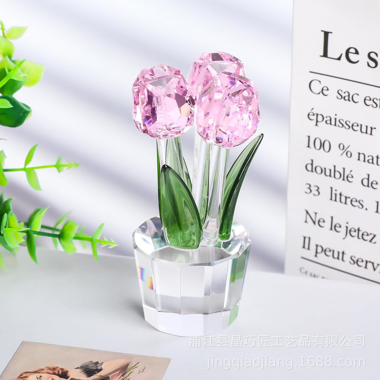 Picture of Cross-Border Best-Selling Tulip Crystal Crafts Ornaments Manufacturers Wholesale Home Living Room Desktop Flower Decoration