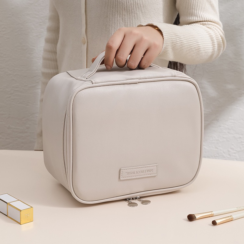 Cosmetic bag skin feeling PU leather portable travel portable storage wash bag large capacity manufacturers wholesale LOGO