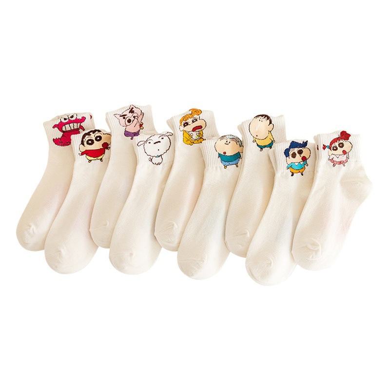 Socks Women's Japanese Style Mid-barrel Cute Pure Cotton White Cotton Socks Instagram Style Trendy All-match Autumn Long-barrel Breathable Cartoon Student