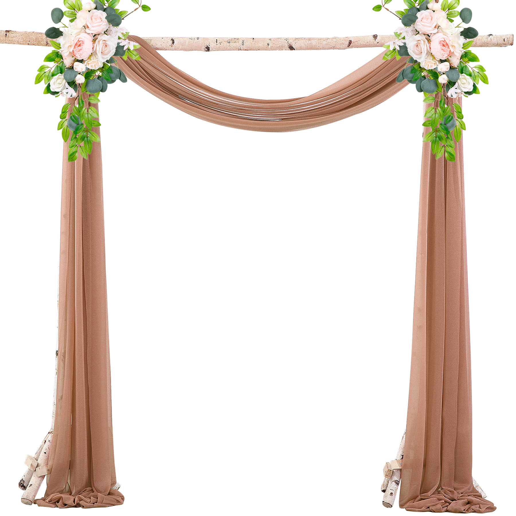Picture of Cross-Border Popular Wedding Forest Lawn Outdoor Arch Decoration Wedding Arrangement Curtain Pearl Chiffon Gauze Curtain