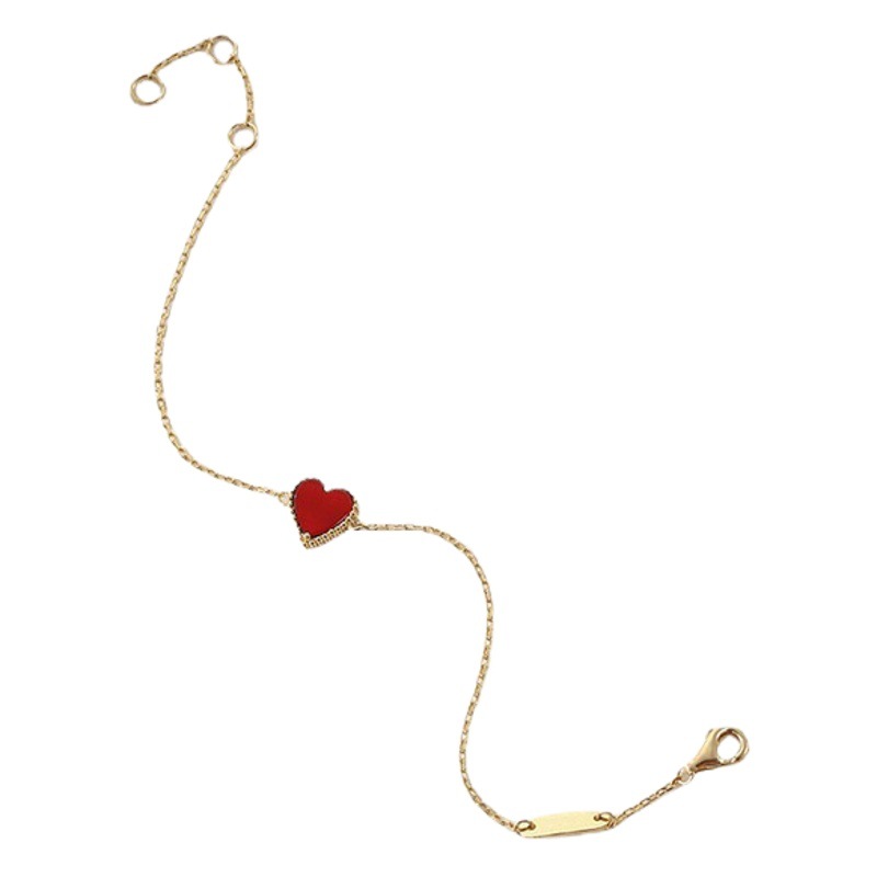 Minsheng Heart-shaped Agate Bracelet Women's Summer New Simple Small Red Heart Bracelet Small Fresh Love All-match Jewelry