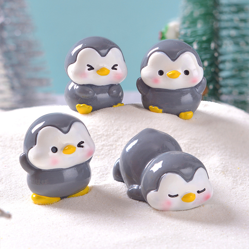 Picture of Cross-Border Cartoon Cute Gray Penguin Micro Landscape Gardening Potted Small Ornaments Cute and Interesting Penguin DIY Gadgets