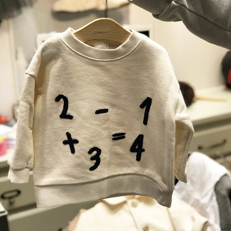 Picture of Autumn and winter clothing Korean children's clothing new boys and girls Korean fan loose thin velvet cotton sweater digital long sleeve top 2